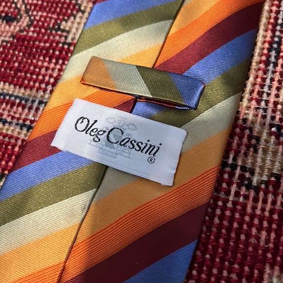 Oleg Cassini multicolour silk stripe tie, 2 for 50% off - Picture 3 of 3